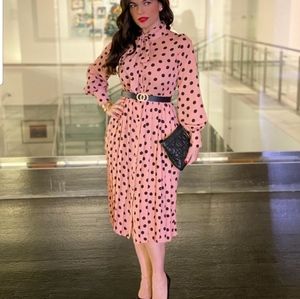 zara pleated polka dot dress